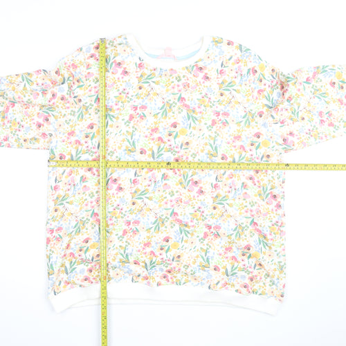 You Are The Club Womens White Floral Pullover Sweatshirt Size M