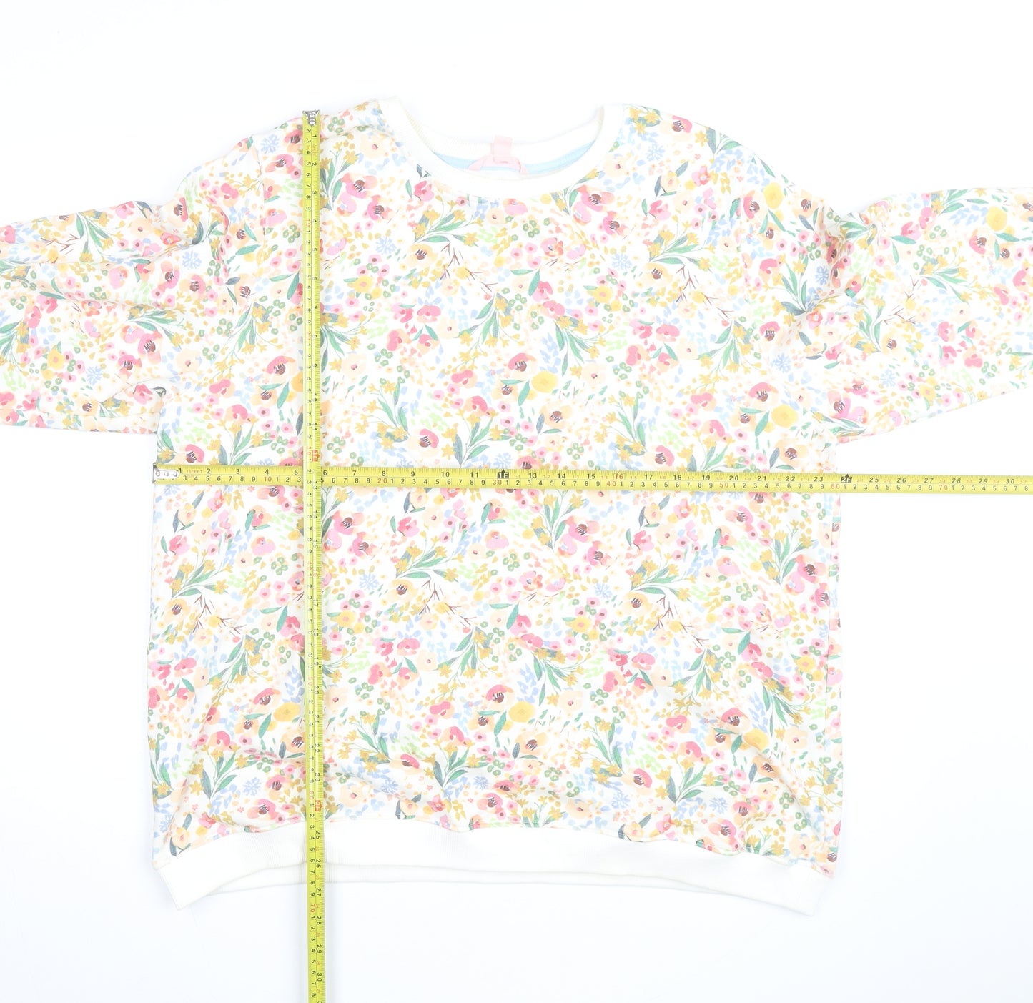 You Are The Club Womens White Floral Pullover Sweatshirt Size M