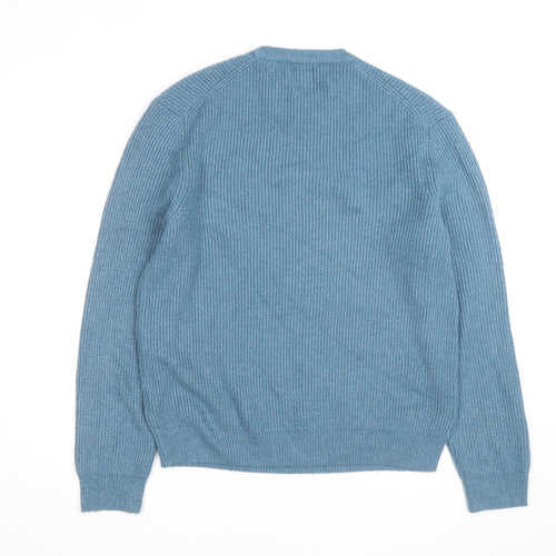 Marks and Spencer Men's Blue XL Crew Neck Chunky Knit Jumper
