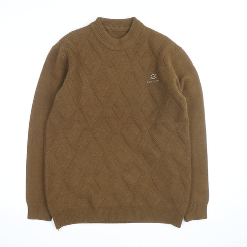 Craft Mark Men's Brown Wool Cable-Knit Crew Neck Jumper M