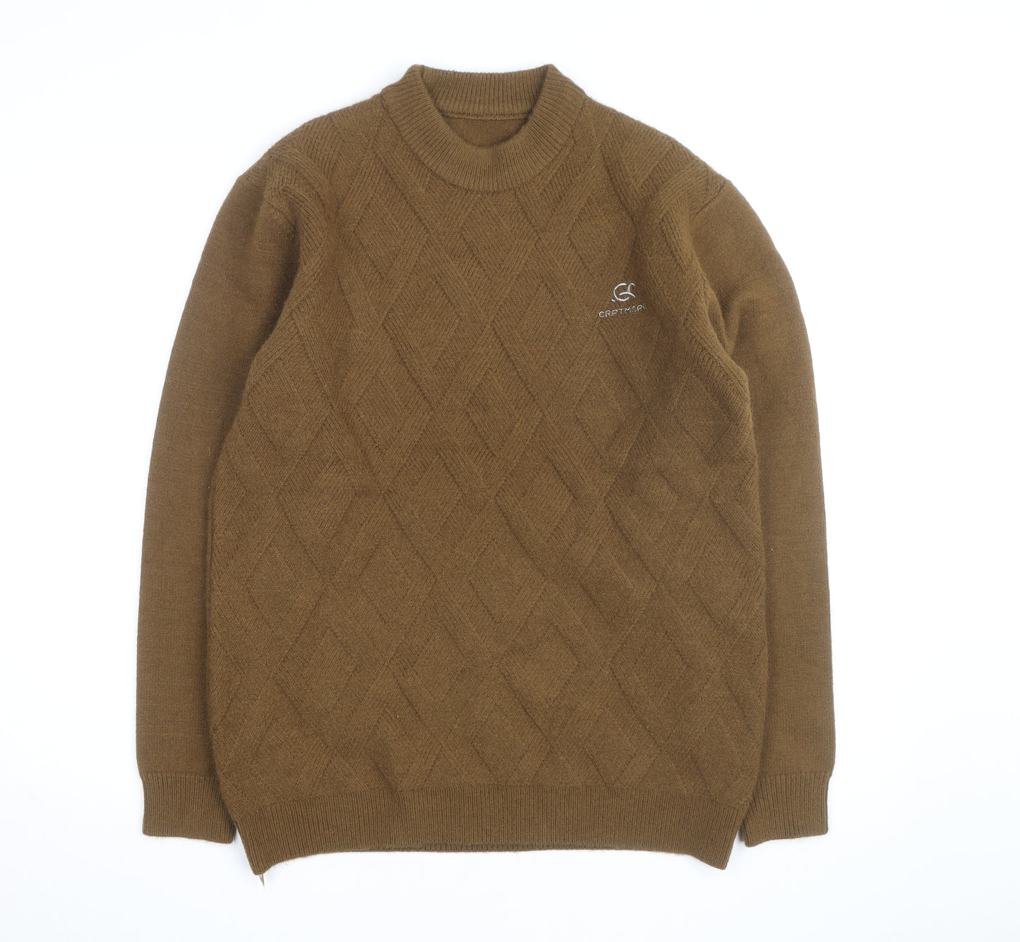 Craft Mark Men's Brown Wool Cable-Knit Crew Neck Jumper M