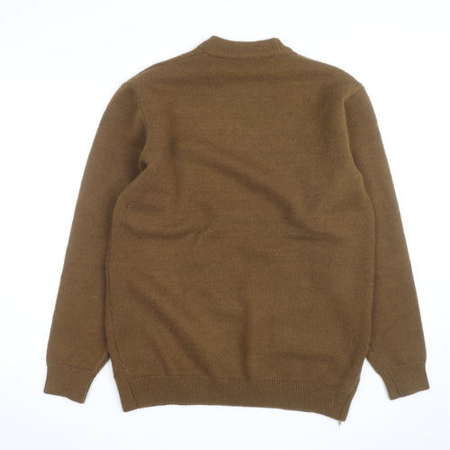 Craft Mark Men's Brown Wool Cable-Knit Crew Neck Jumper M