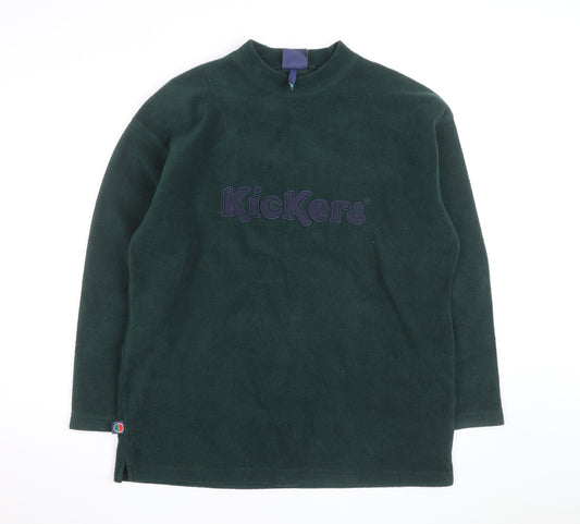Kickers Men's Green Fleece Pullover Jumper Mock Neck M