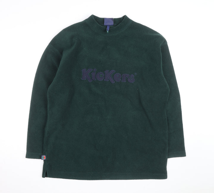 Kickers Men's Green Fleece Pullover Jumper Mock Neck M