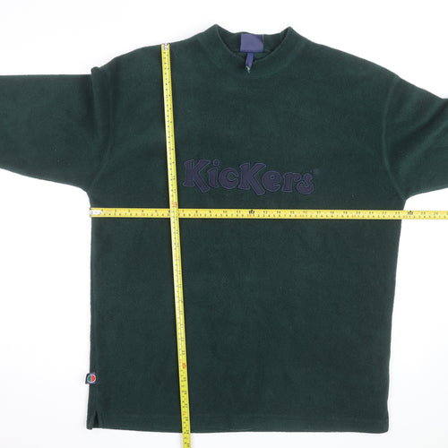 Kickers Men's Green Fleece Pullover Jumper Mock Neck M