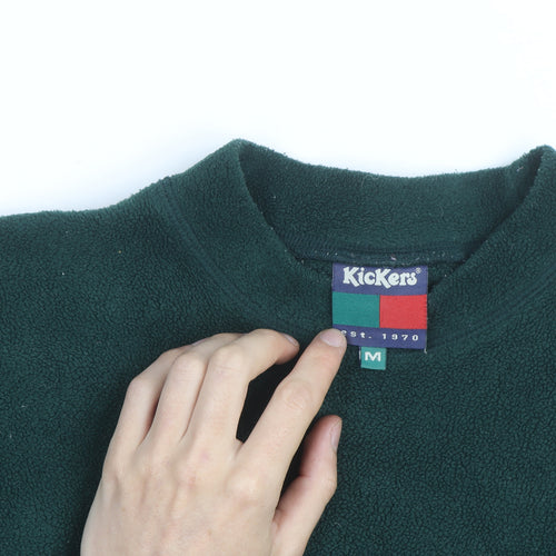 Kickers Men's Green Fleece Pullover Jumper Mock Neck M