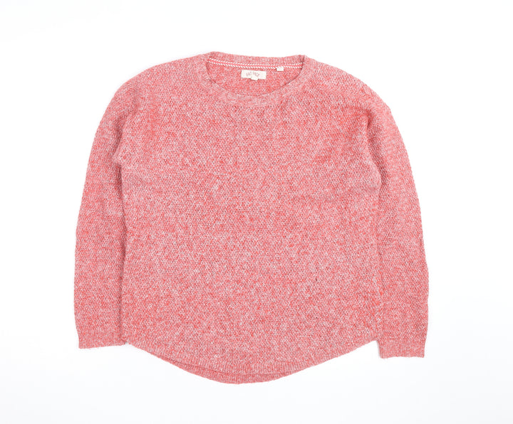 Fat Face Women Pink Crew Neck Chunky-Knit Jumper Size 12