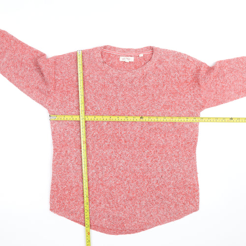 Fat Face Women Pink Crew Neck Chunky-Knit Jumper Size 12