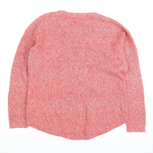Fat Face Women Pink Crew Neck Chunky-Knit Jumper Size 12