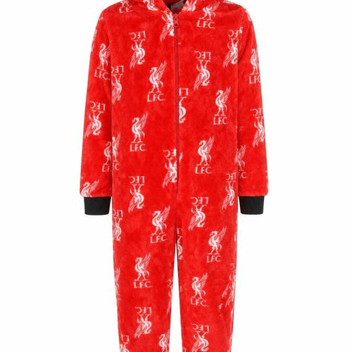 Liverpool FC Boys Red Fleece Hooded One Piece Pyjamas 6-7 Years