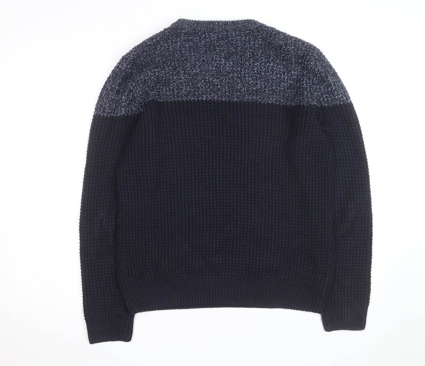 Kensington Eastside Men's Blue Chunky Knit Crew Neck Jumper Size M