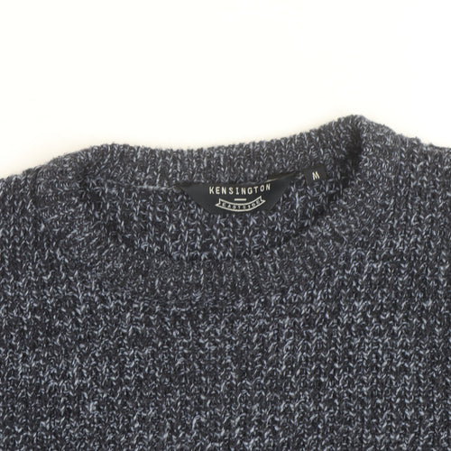 Kensington Eastside Men's Blue Chunky Knit Crew Neck Jumper Size M