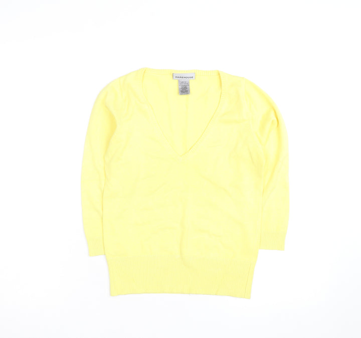 Warehouse Women’s Yellow V-Neck Knit Jumper Size 12