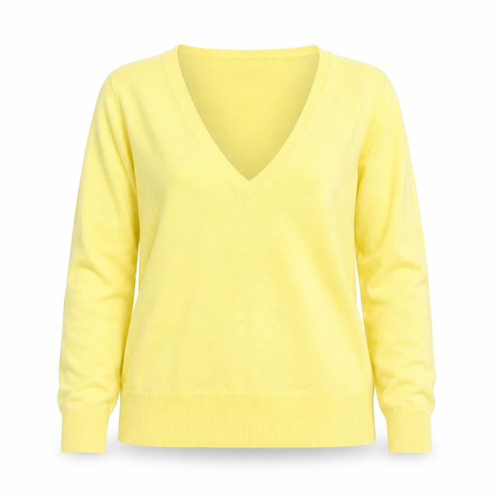 Warehouse Women’s Yellow V-Neck Knit Jumper Size 12