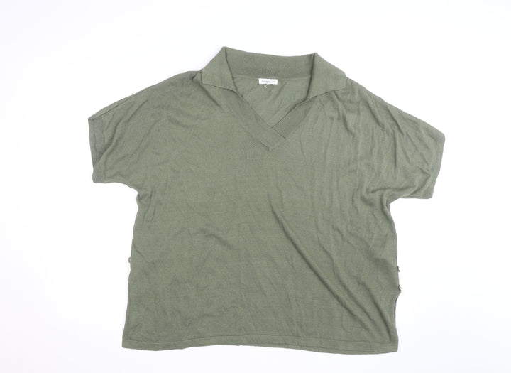 Monsoon Men's Green Viscose Knit Short Sleeve Casual Shirt L