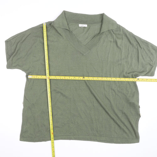 Monsoon Men's Green Viscose Knit Short Sleeve Casual Shirt L