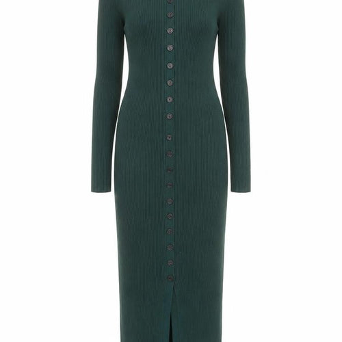 Missguided Women Green Size 8 Ribbed Midi Bodycon Button Dress
