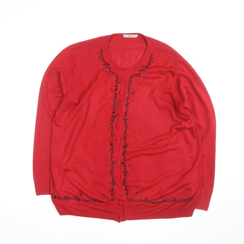 Marks and Spencer Women’s Red Beaded Cardigan Size 18