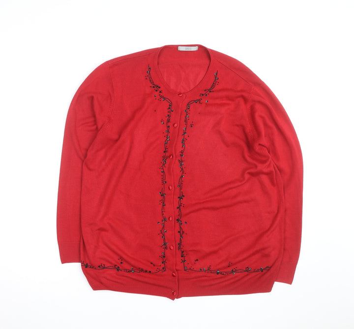 Marks and Spencer Women’s Red Beaded Cardigan Size 18