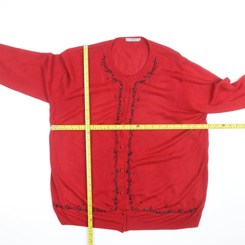 Marks and Spencer Women’s Red Beaded Cardigan Size 18