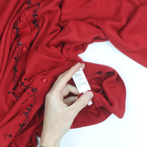 Marks and Spencer Women’s Red Beaded Cardigan Size 18