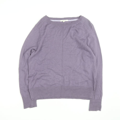 White Stuff Women's Purple Cotton Crew Neck Jumper UK 12