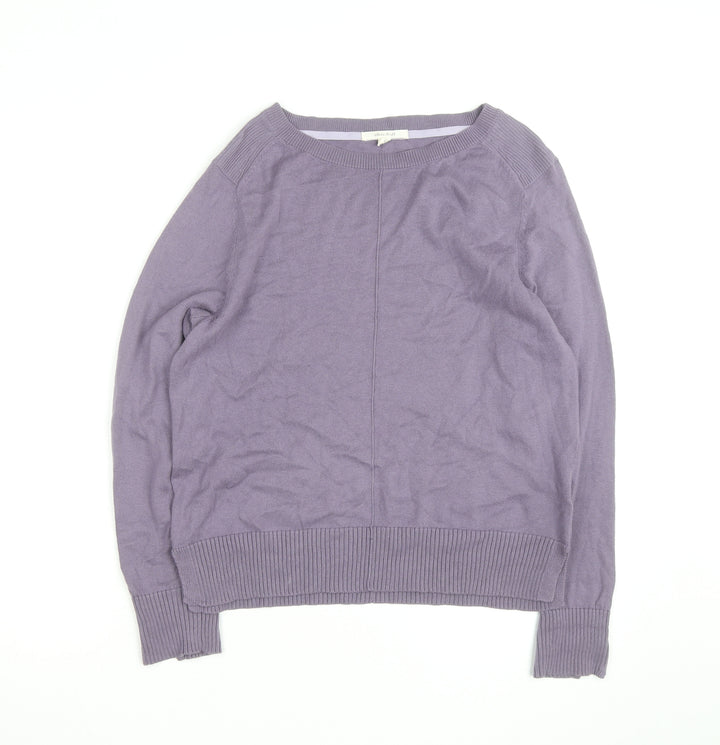 White Stuff Women's Purple Cotton Crew Neck Jumper UK 12