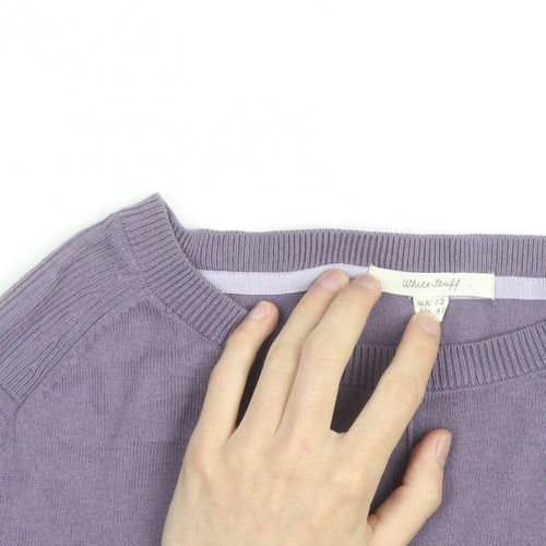 White Stuff Women's Purple Cotton Crew Neck Jumper UK 12