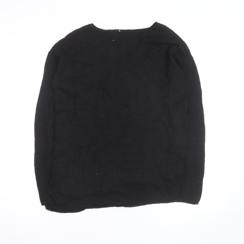 Next Women’s Black Beaded Crew Neck Wool Blend Jumper Size 10