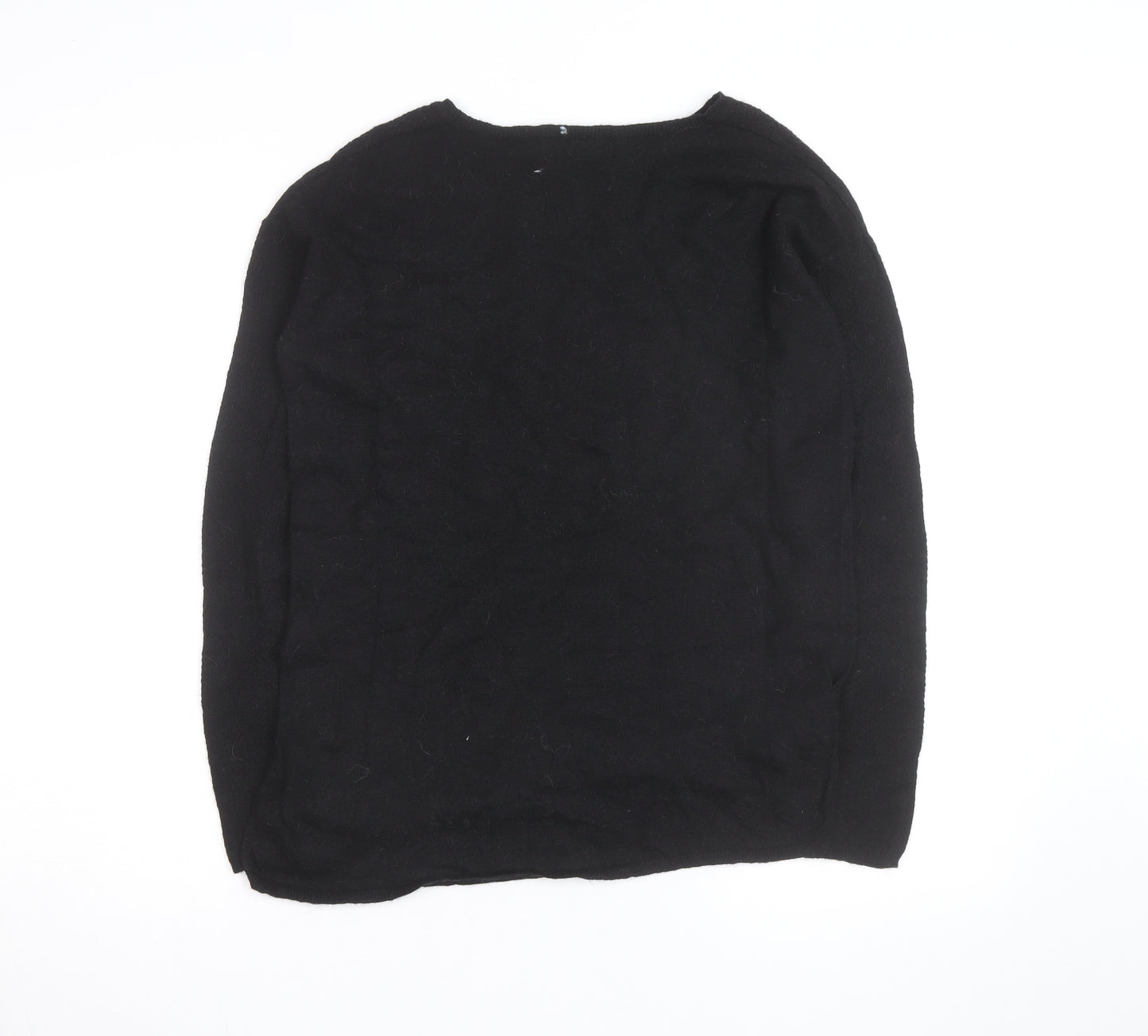Next Women’s Black Beaded Crew Neck Wool Blend Jumper Size 10