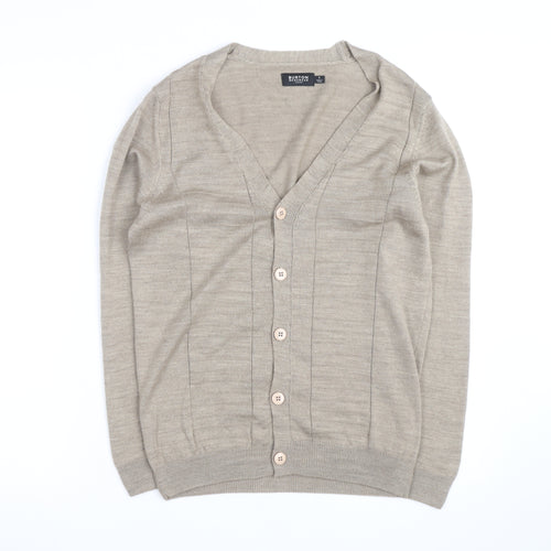 Burton Menswear Men's Beige Cotton Cardigan Small V-Neck Knit