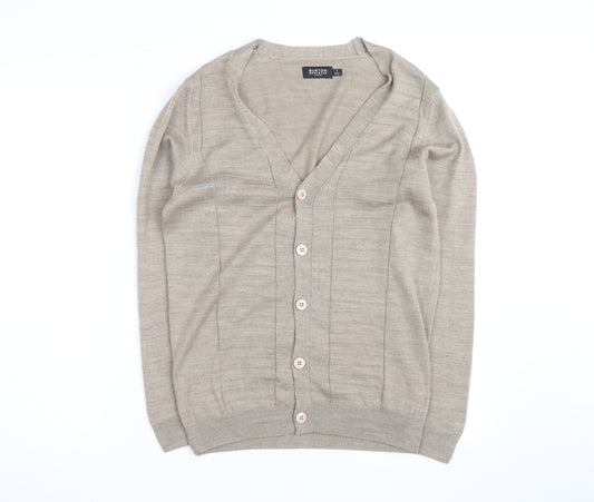 Burton Menswear Men's Beige Cotton Cardigan Small V-Neck Knit