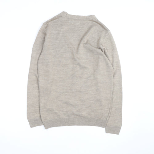 Burton Menswear Men's Beige Cotton Cardigan Small V-Neck Knit
