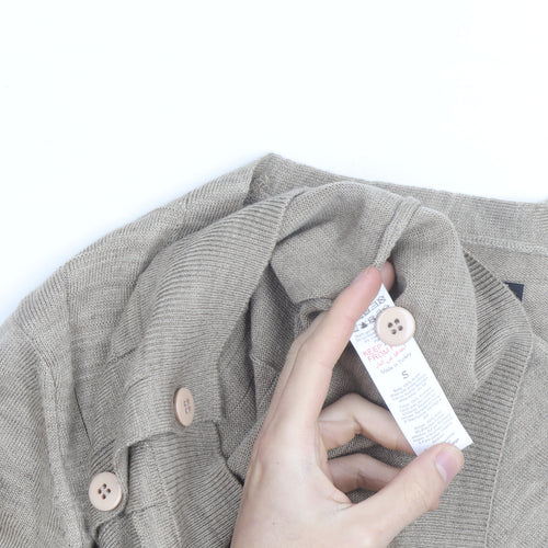 Burton Menswear Men's Beige Cotton Cardigan Small V-Neck Knit