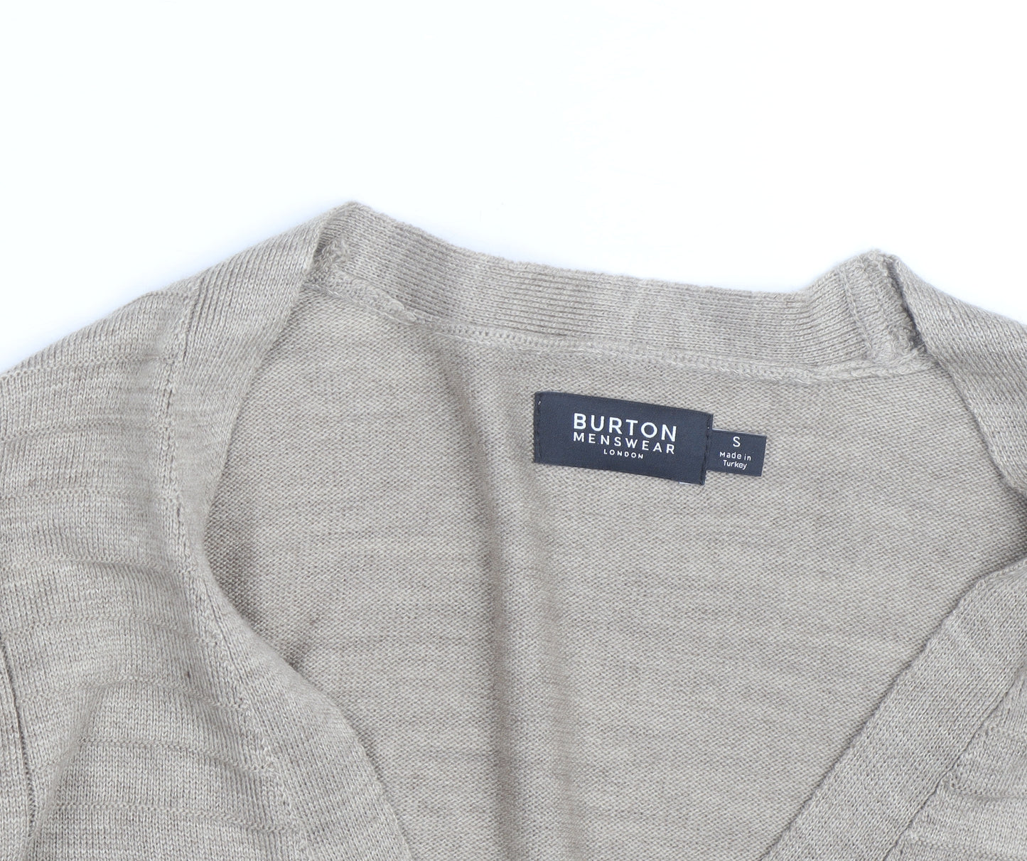 Burton Menswear Men's Beige Cotton Cardigan Small V-Neck Knit