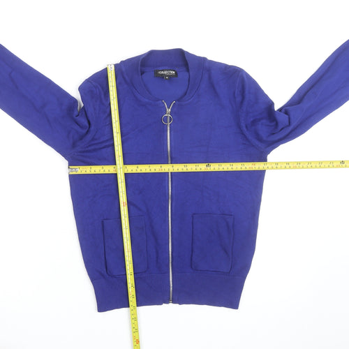 Debenhams Women Blue Full Zip Knit Jumper Size 10