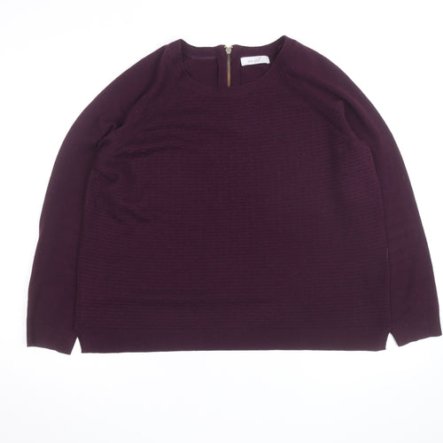 Marks and Spencer Per Una Women's Purple Size 12 Crew Neck Knitted Jumper