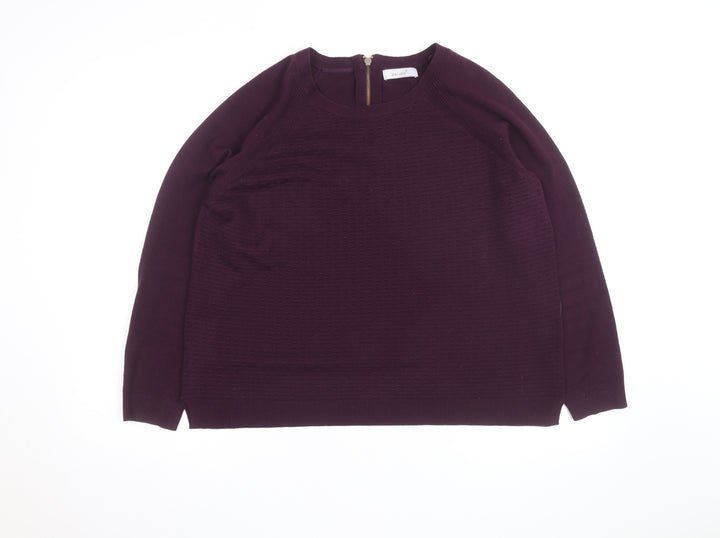 Marks and Spencer Per Una Women's Purple Size 12 Crew Neck Knitted Jumper