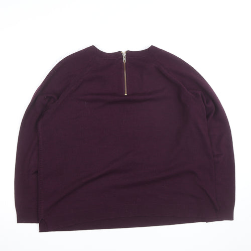 Marks and Spencer Per Una Women's Purple Size 12 Crew Neck Knitted Jumper