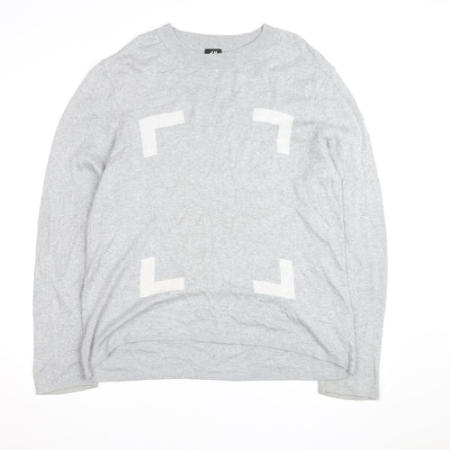 H&M Men's Grey Cotton Blend Long Sleeve Pullover Jumper L