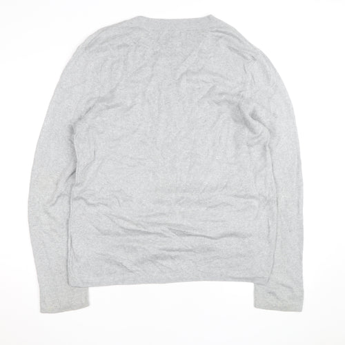 H&M Men's Grey Cotton Blend Long Sleeve Pullover Jumper L