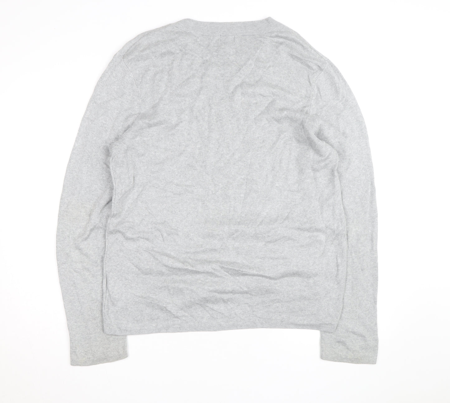 H&M Men's Grey Cotton Blend Long Sleeve Pullover Jumper L