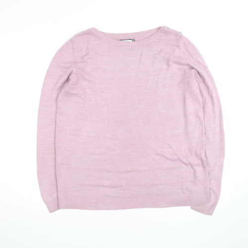 Maine New England Women's Pink Cotton Boat Neck Jumper Size 18