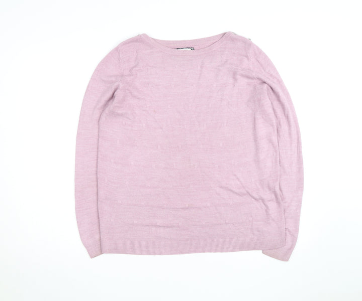 Maine New England Women's Pink Cotton Boat Neck Jumper Size 18