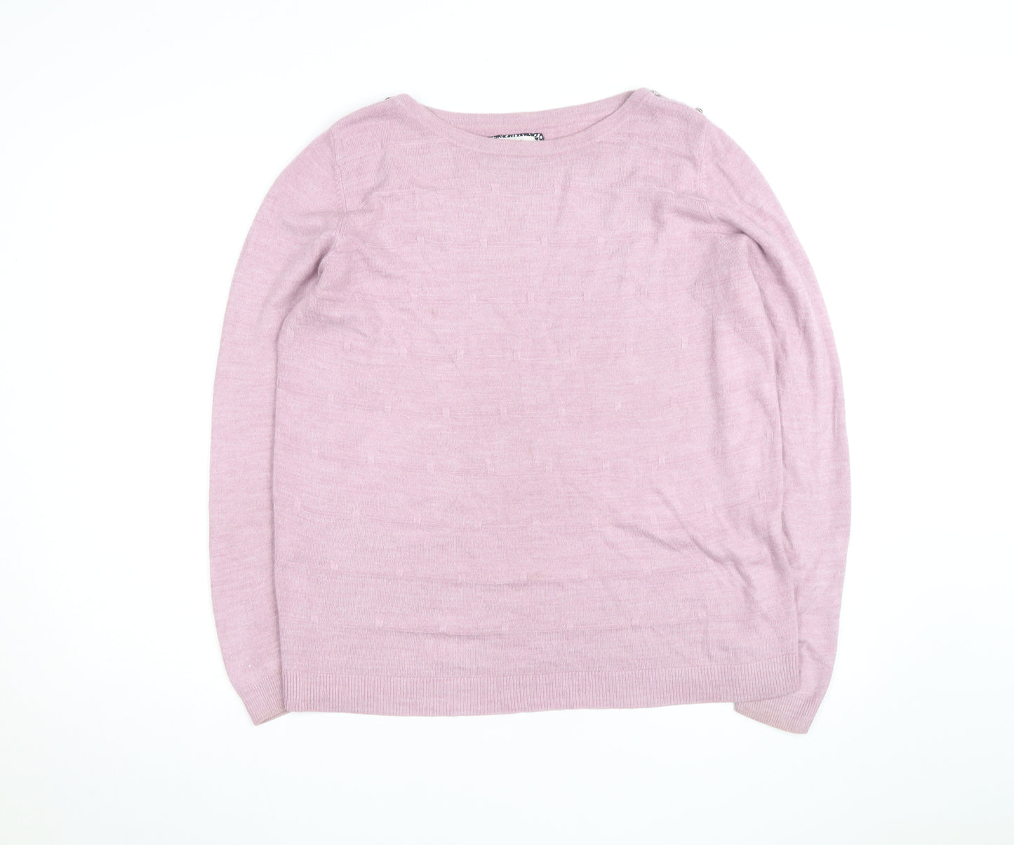 Maine New England Women's Pink Cotton Boat Neck Jumper Size 18
