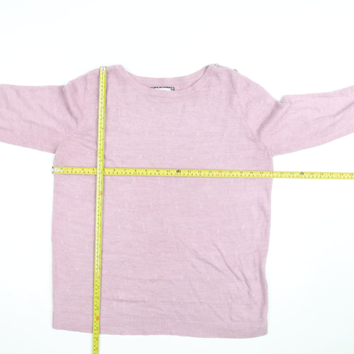 Maine New England Women's Pink Cotton Boat Neck Jumper Size 18
