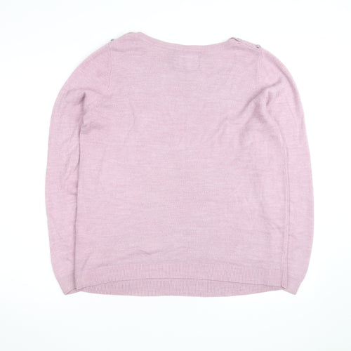 Maine New England Women's Pink Cotton Boat Neck Jumper Size 18
