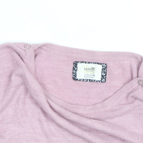 Maine New England Women's Pink Cotton Boat Neck Jumper Size 18