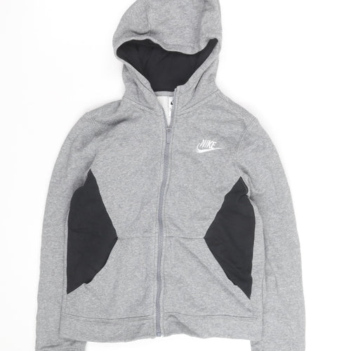 Nike Boys Grey Full Zip Hoodie - Size M, Cotton Blend, Sportswear