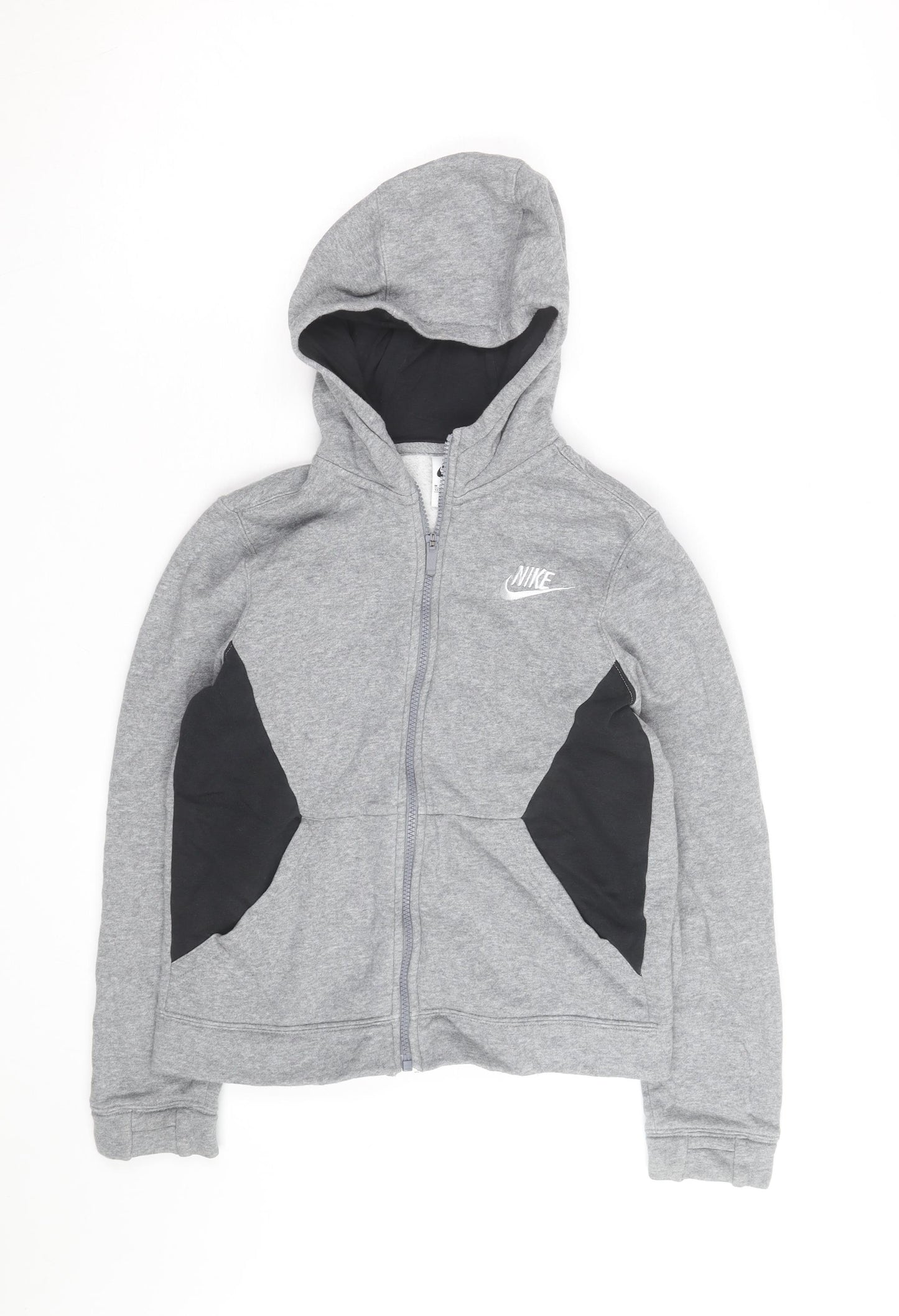 Nike Boys Grey Full Zip Hoodie - Size M, Cotton Blend, Sportswear